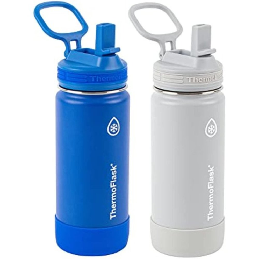 ThermoFlask Stainless Steel KIDS Bottles Straw Lid ,BPA-free, 16 Ounces,2 pack